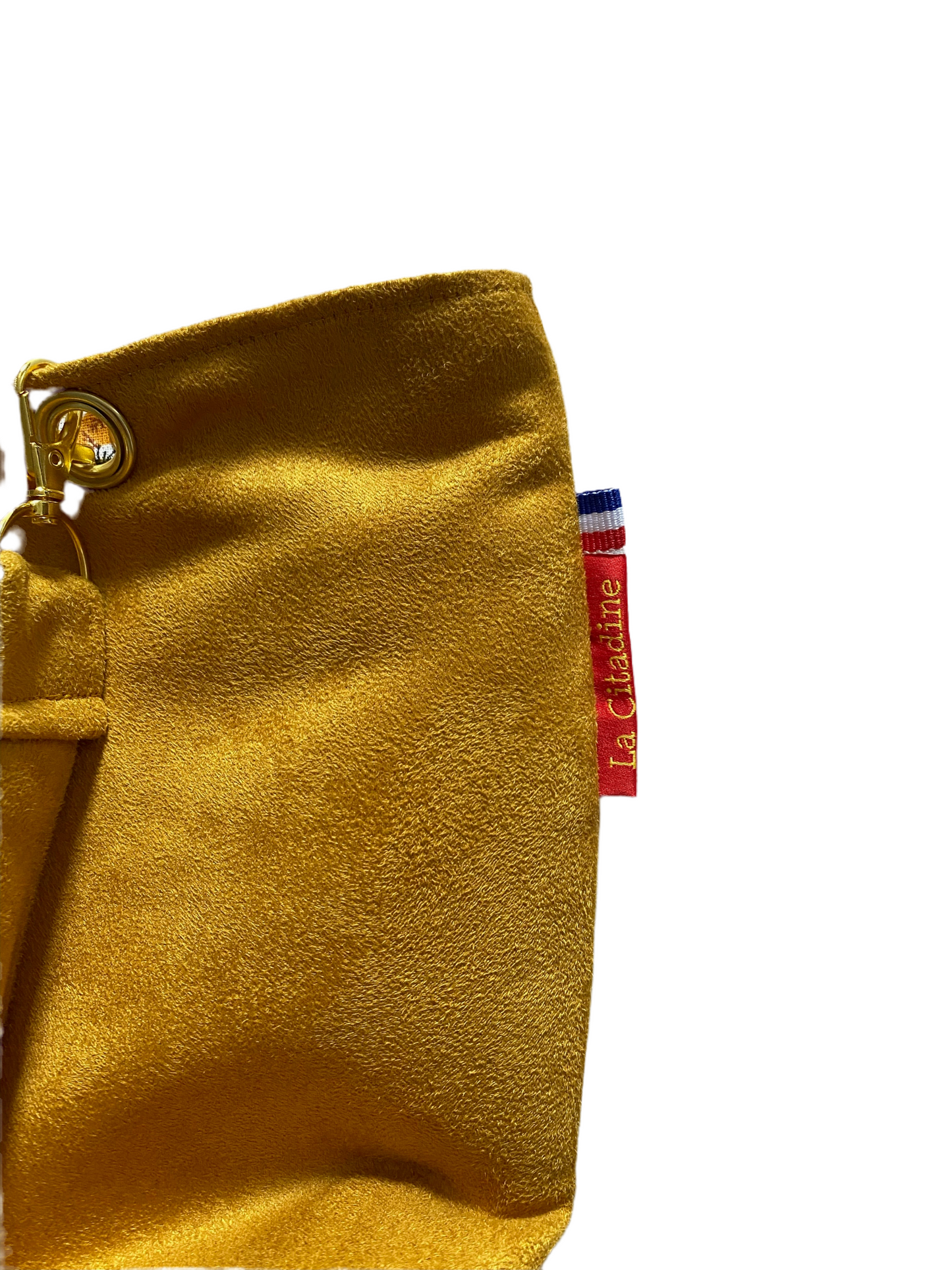 Sac à main en suédine jaune or Camélia