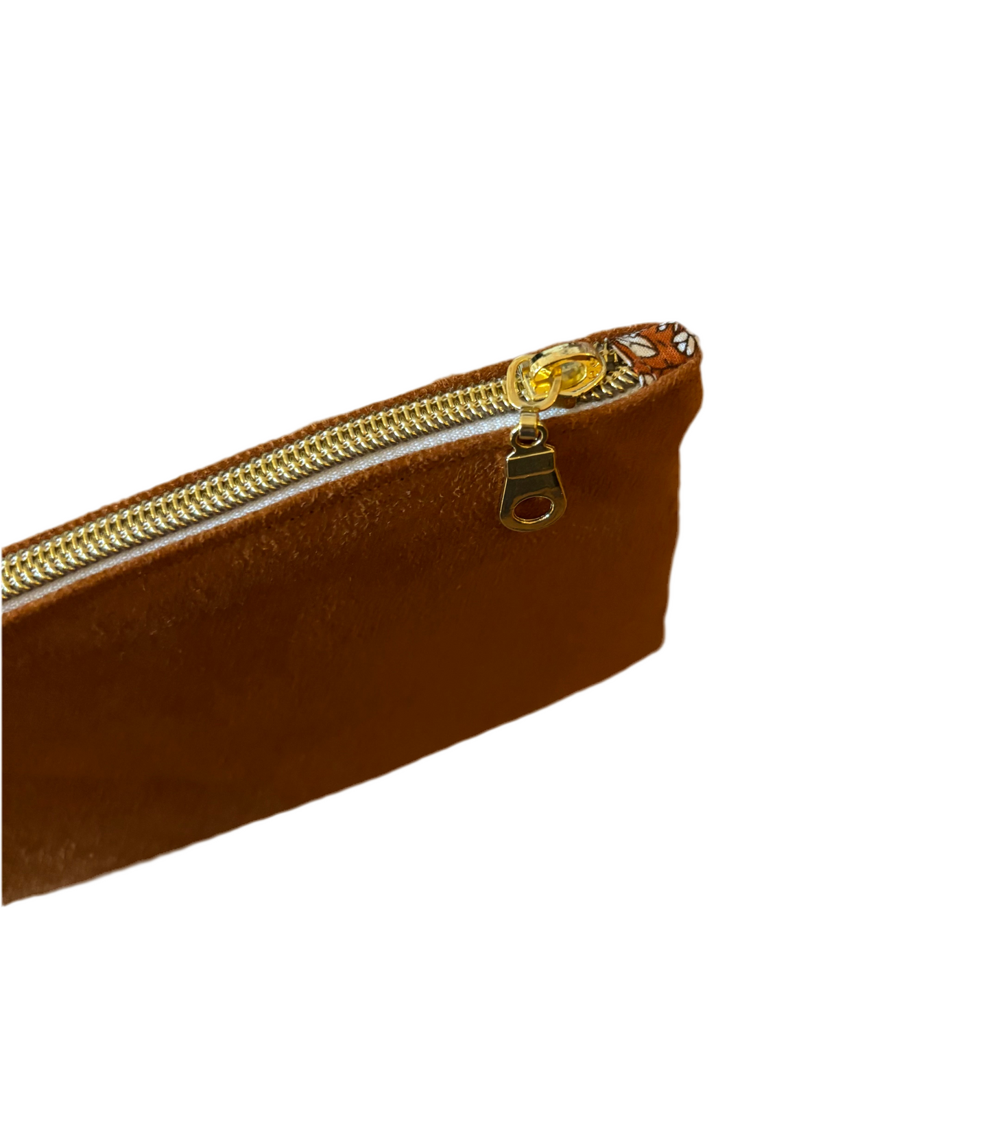 Mini pochette en suédine camel