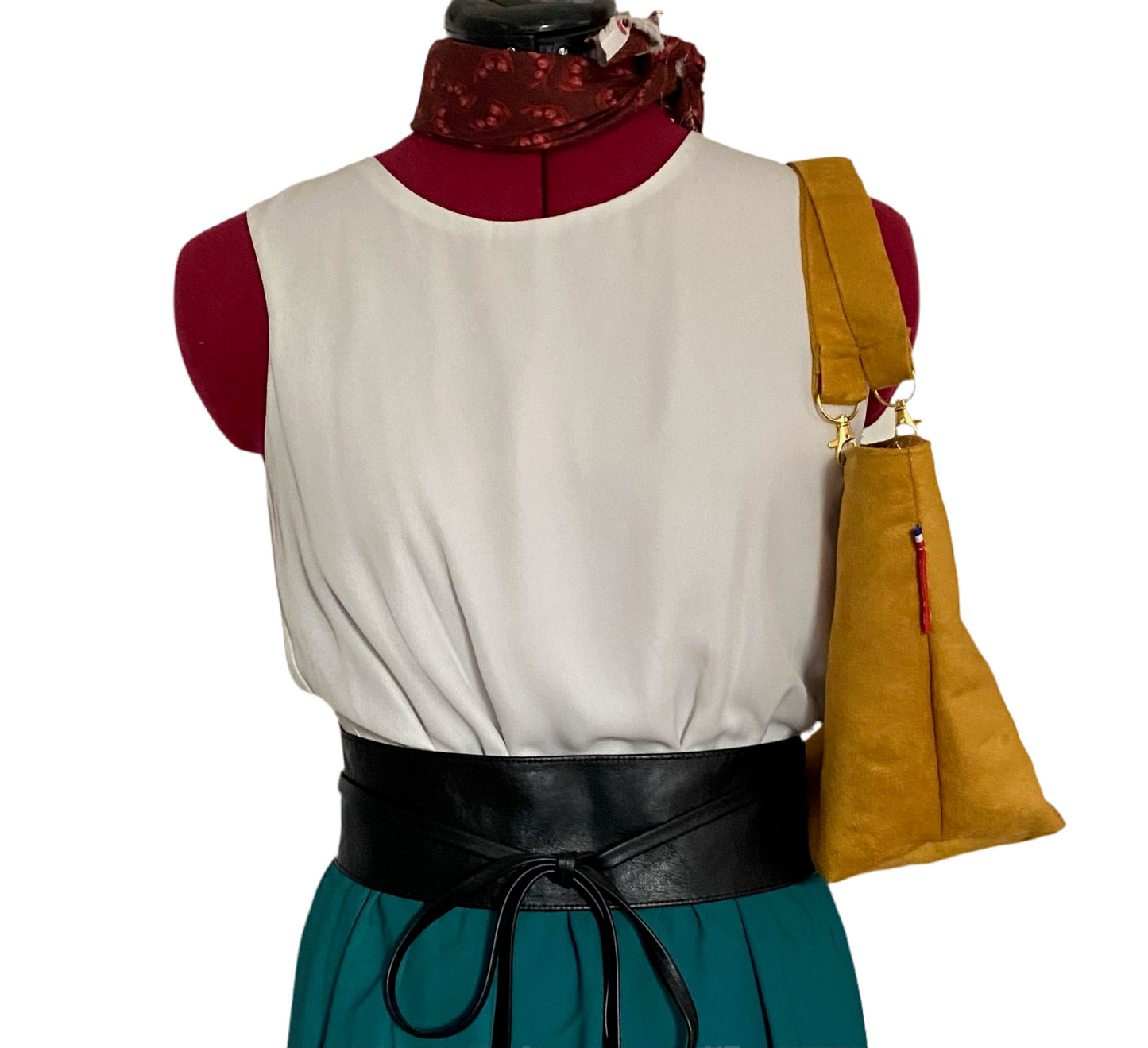 Sac à main en suédine jaune or Camélia