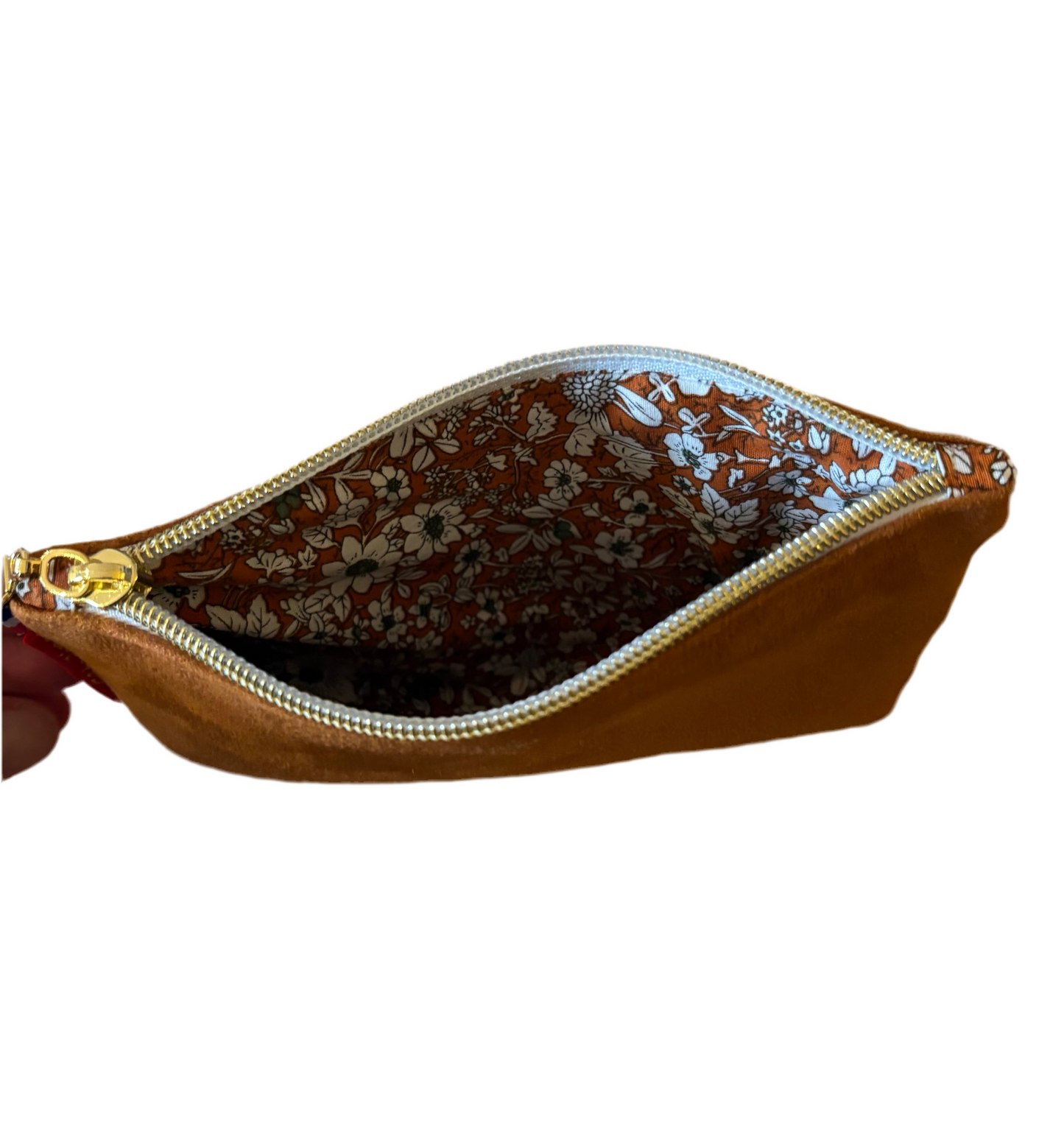 Mini pochette en suédine camel