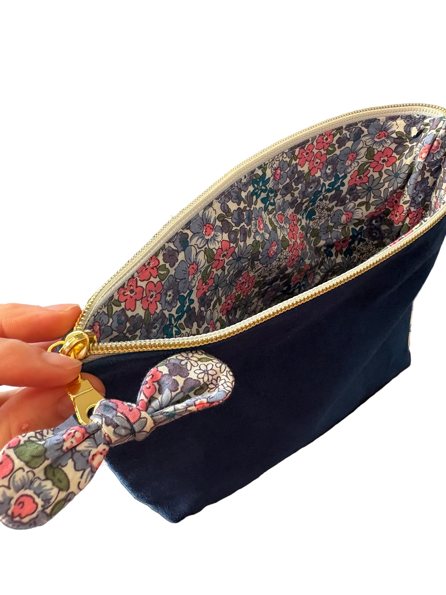 Trousse bleu roi et fleurie