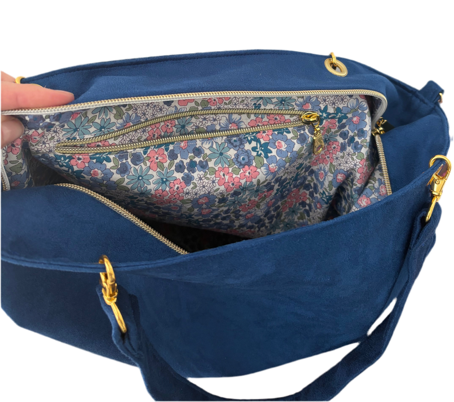 Sac cabas en suédine bleu roi Pervenche
