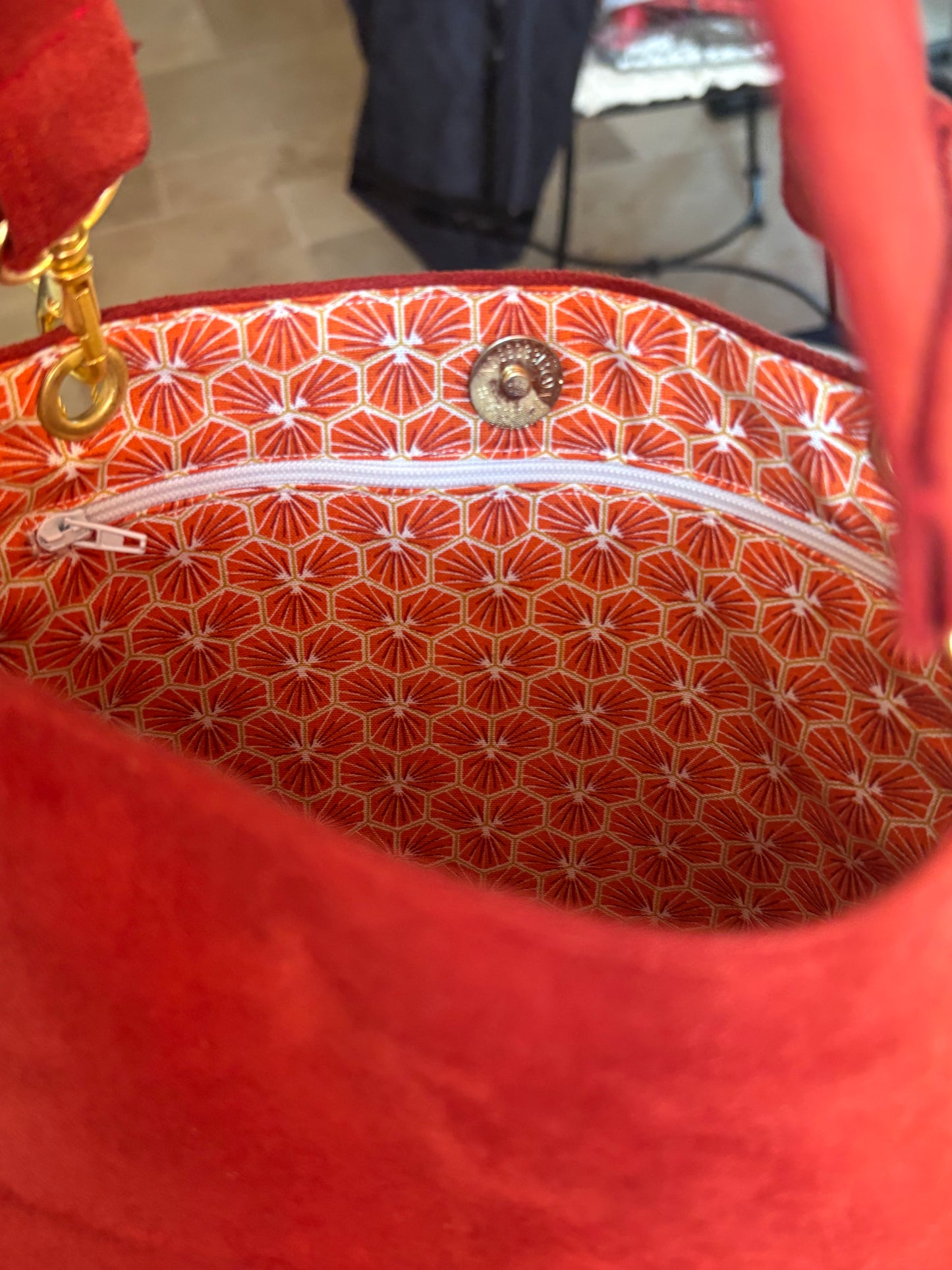 Sac à main rouille intérieur géométrique