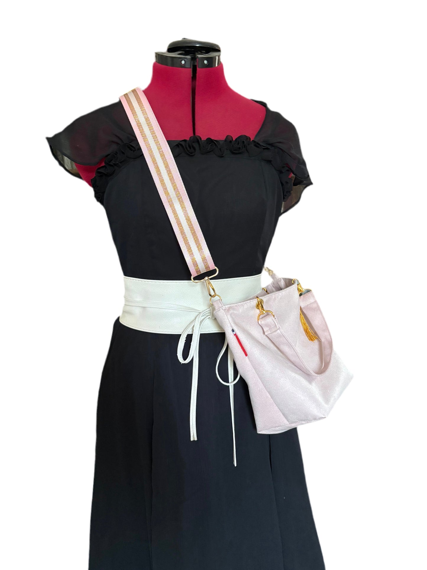 Sac à main en suédine rose pâle Tulipe