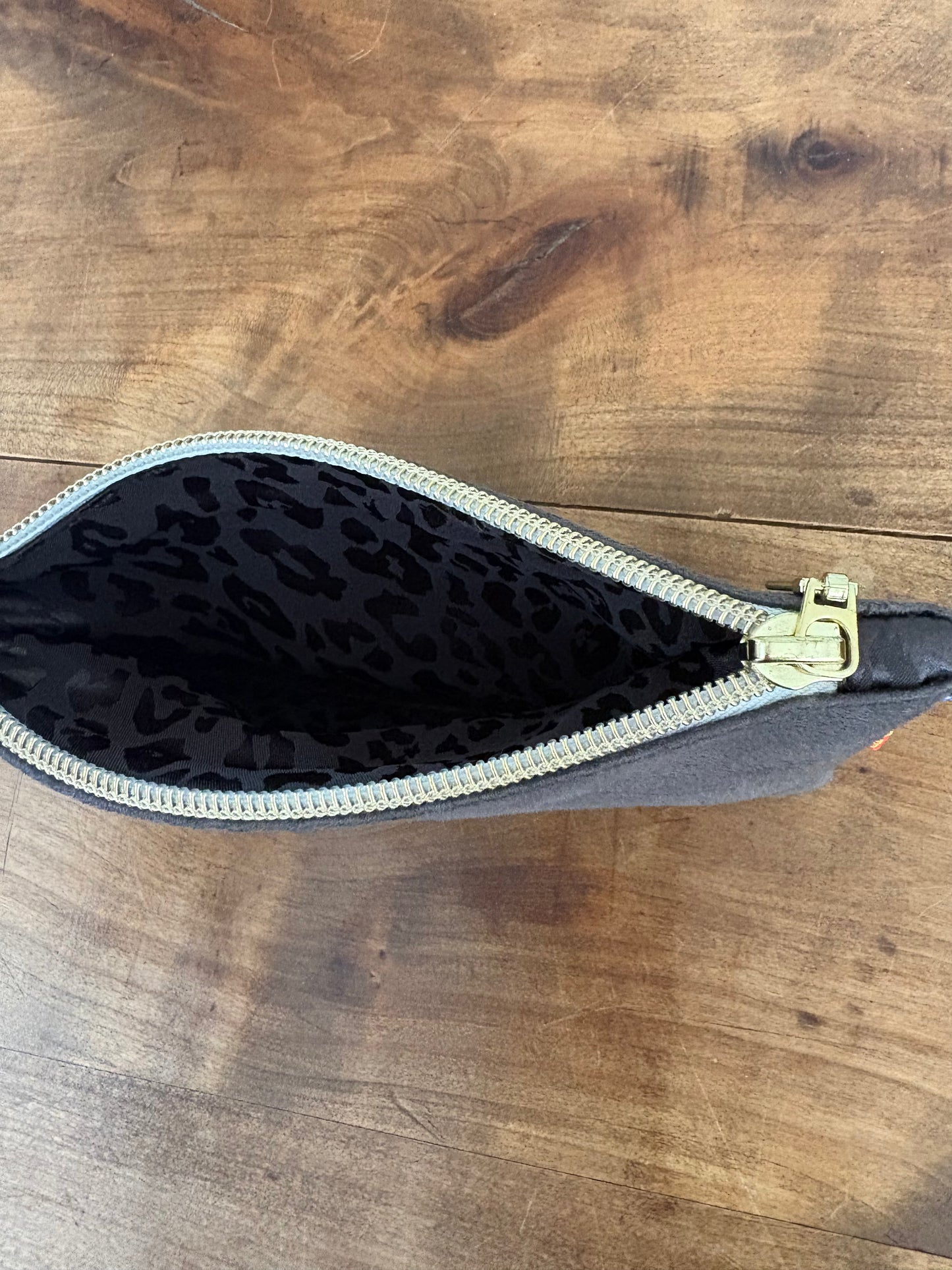 Mini pochette en suédine gris foncé