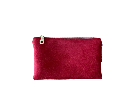 Mini pochette en suédine rouge Azalée