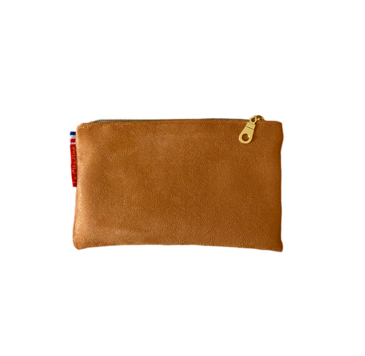 Mini pochette en suédine camel
