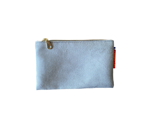 Mini pochette en suédine gris clair Artémésia