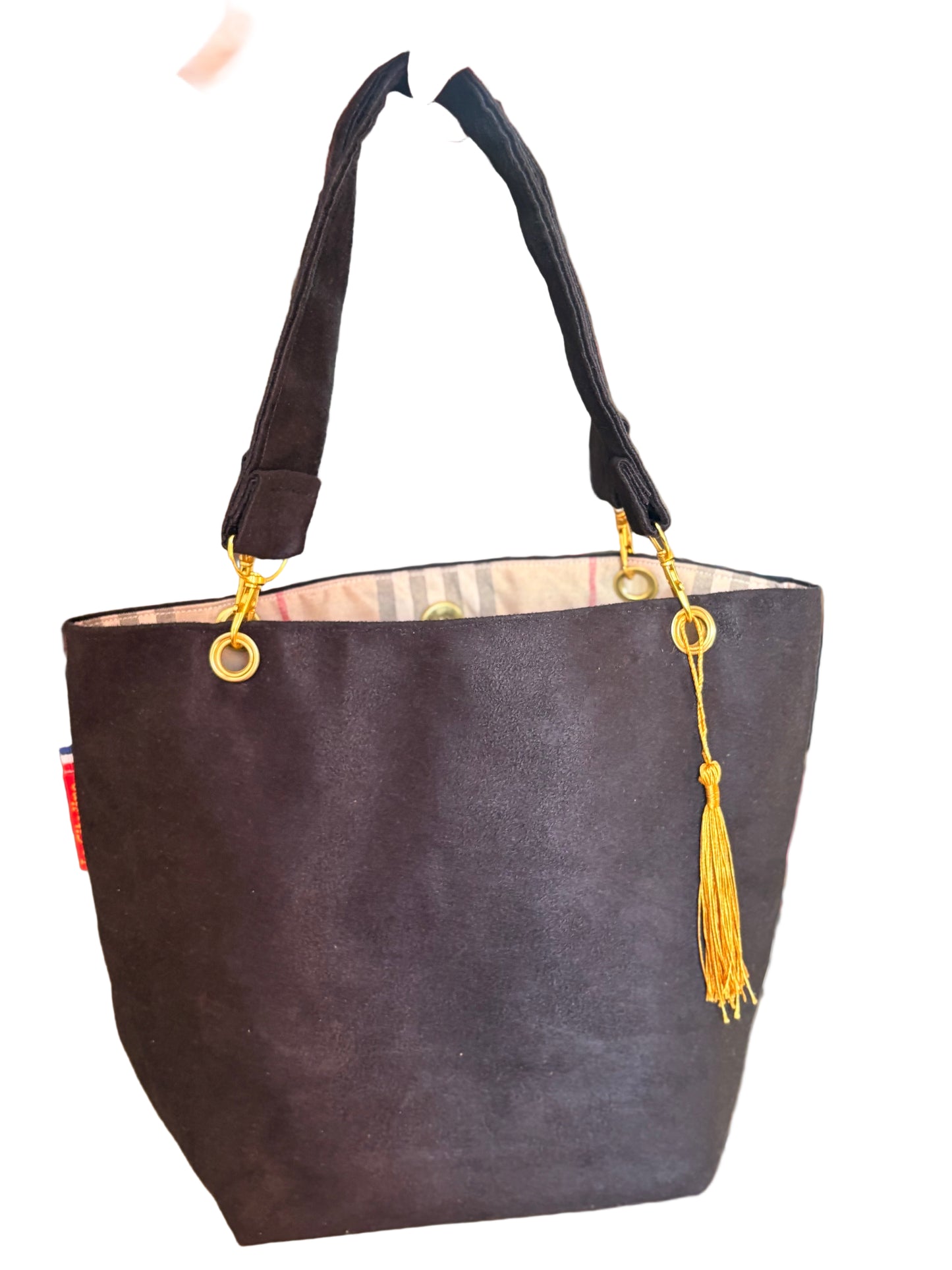 Sac à main noir intérieur tartan