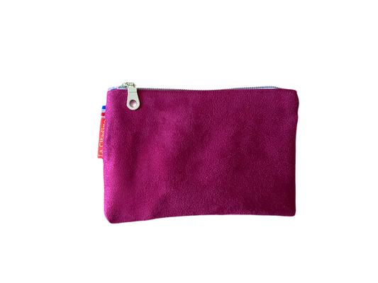 Mini pochette en suédine fuchsia Pivoine