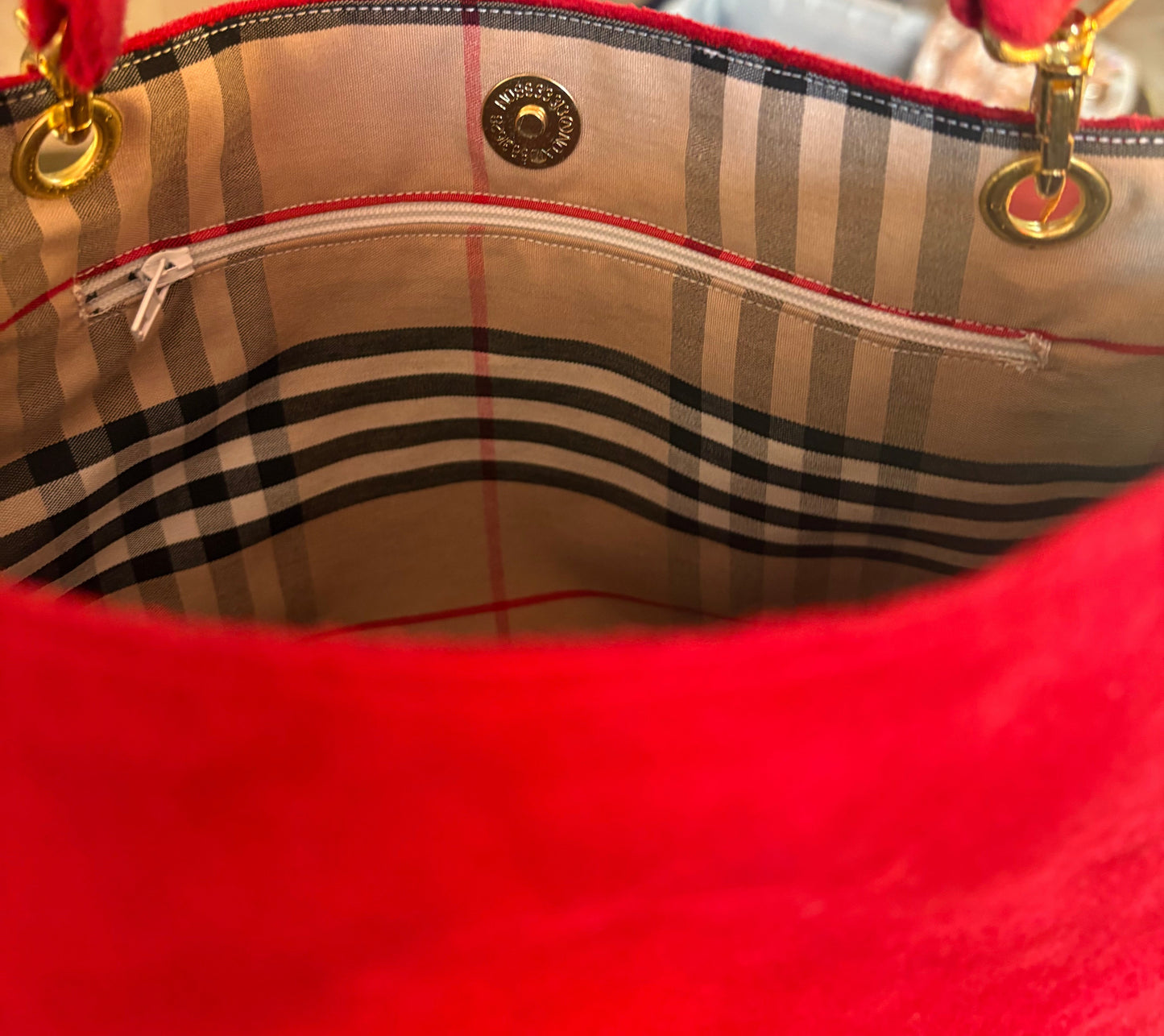 Sac à main rouge intérieur tartan