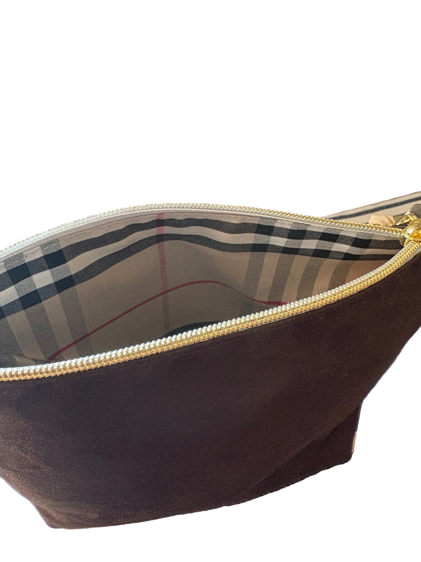 Trousse marron et tartan