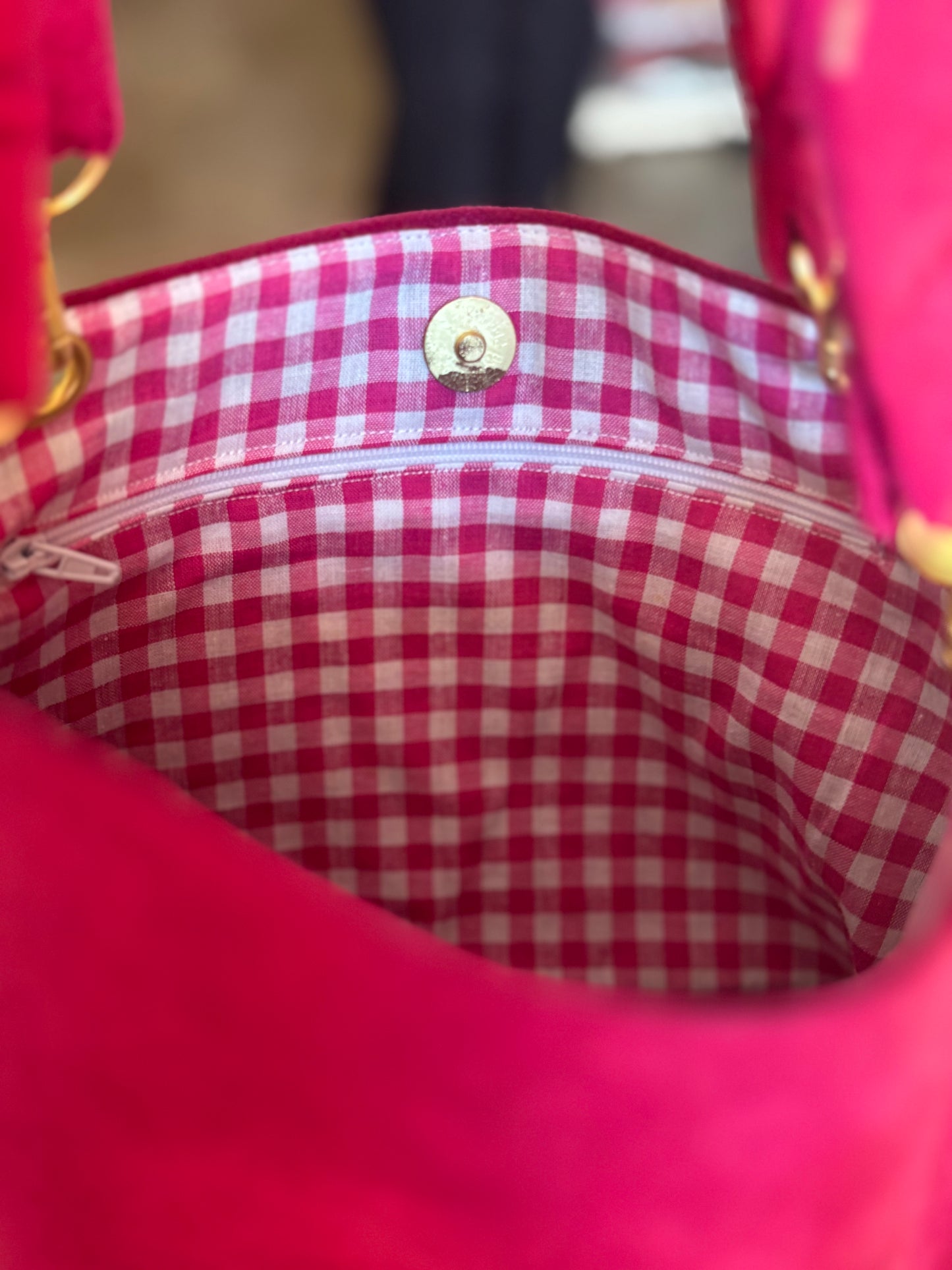 Sac à main rose fuschia intérieur vichy rose