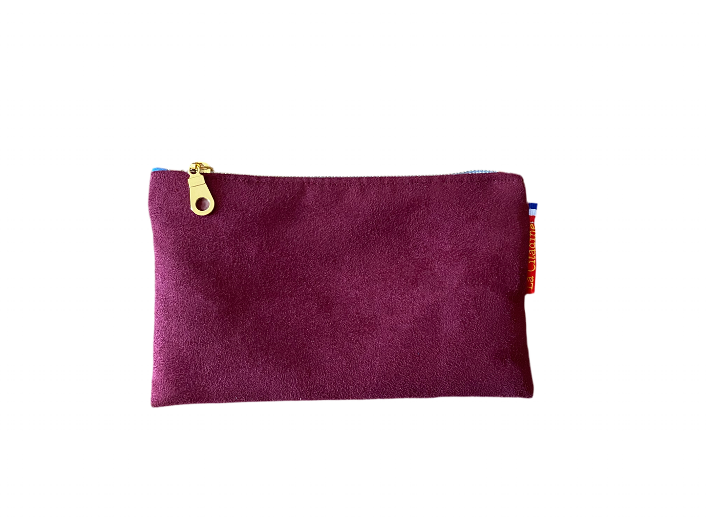 Mini pochette en suédine bordeaux Ancolie