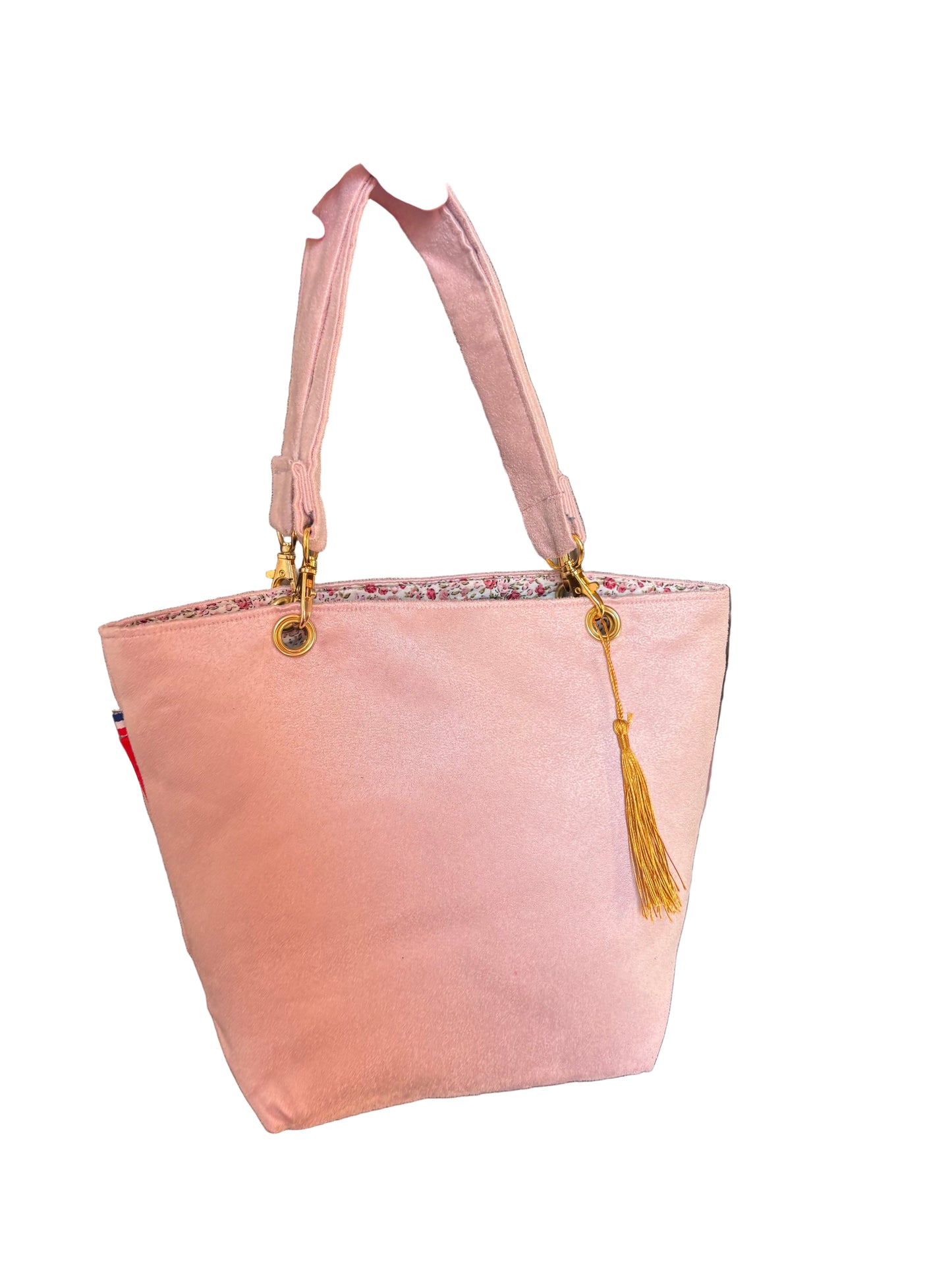 Sac à main rose pâle intérieur fleuri