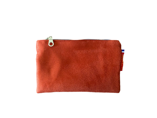 Mini pochette en suédine orange Capucine