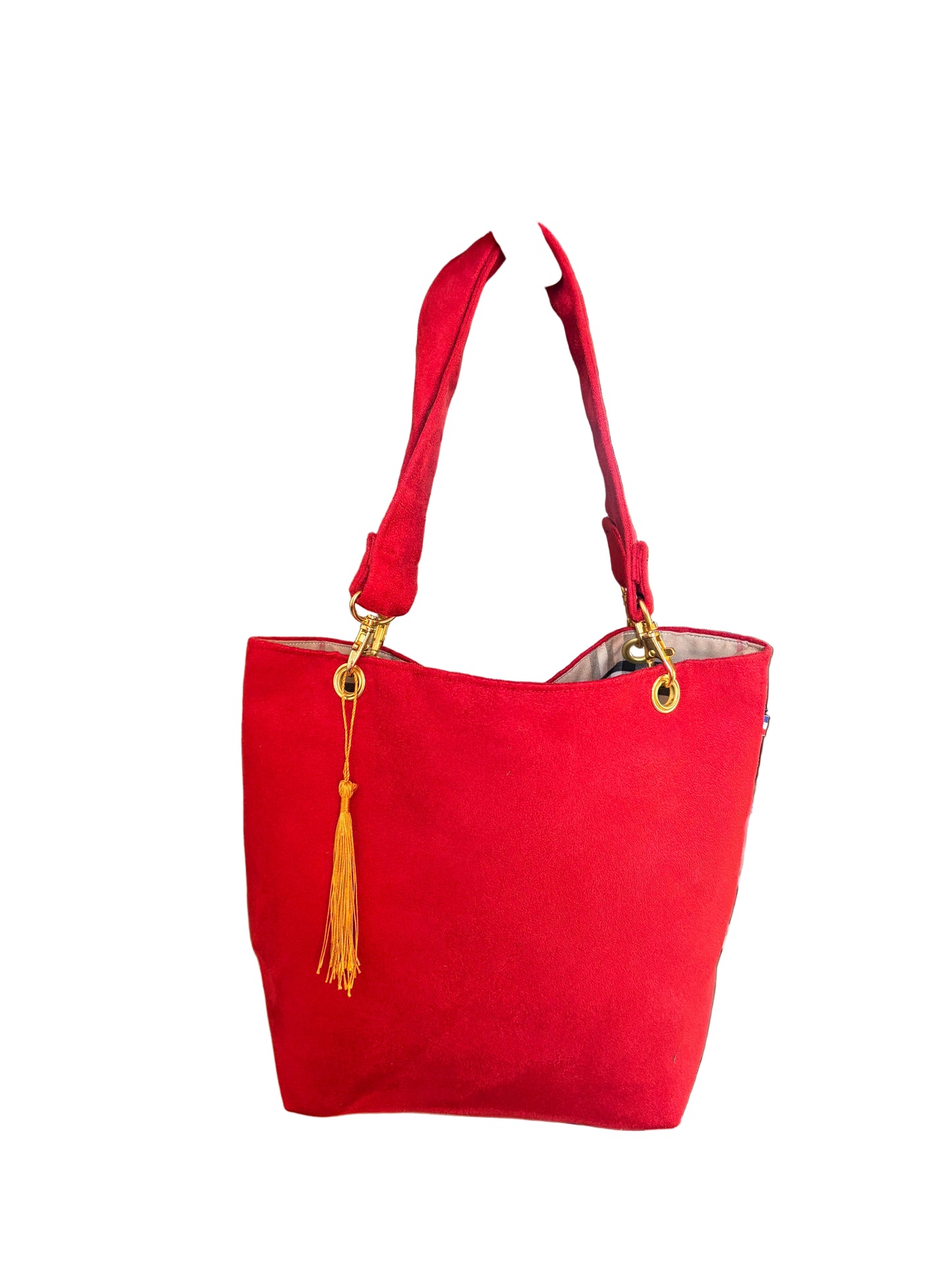 Sac à main rouge intérieur tartan