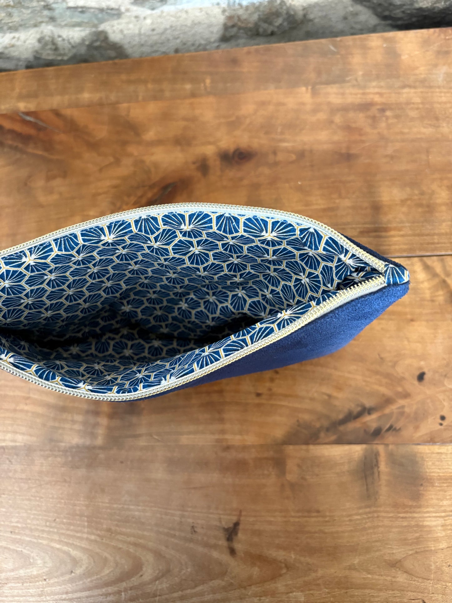 Pochette ouatée bleu nuit