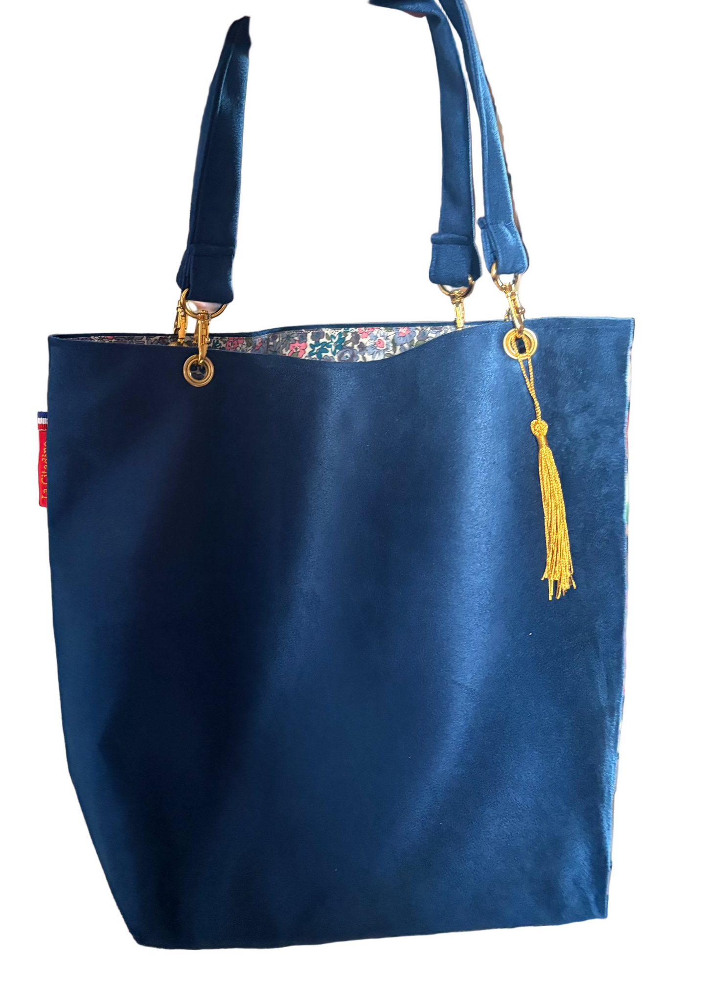 Sac cabas bleu roi et fleuri